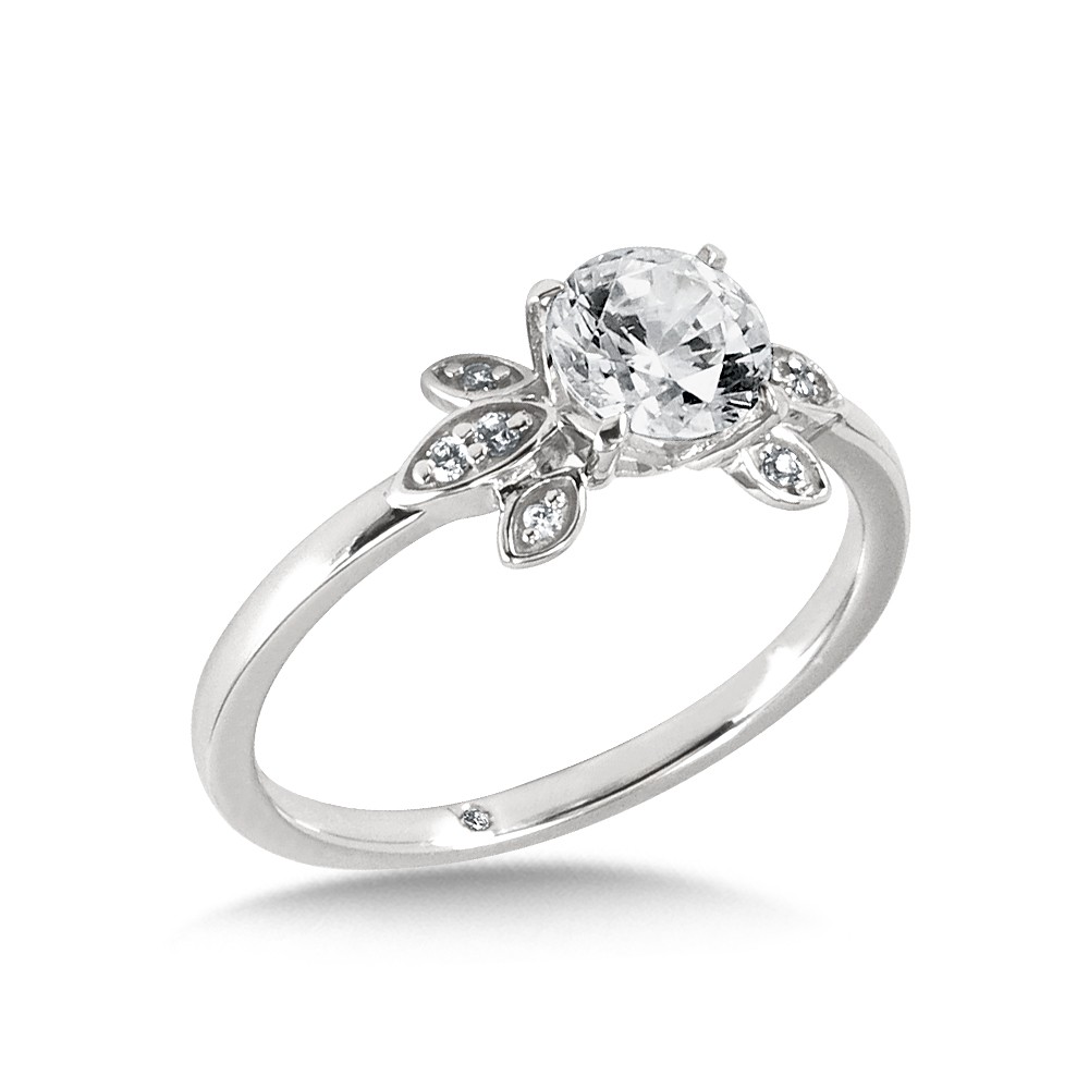 Diamond Engagement Ring with Leaf Accents