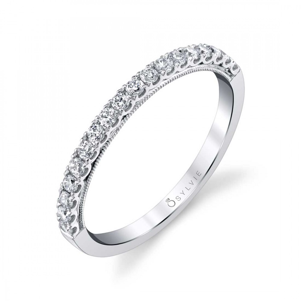 Diamond Wedding Band with Milgrain Profile