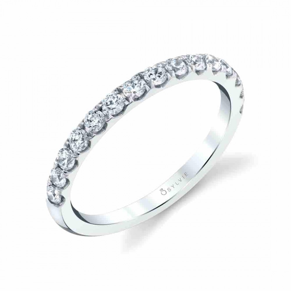 Classic Thick Prong Set Diamond Wedding Band