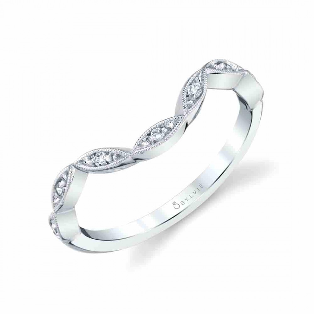 Curved Vintage Inspired Diamond Wedding Band