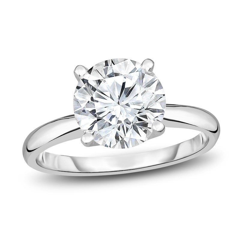 Round 14k White Gold Lab Grown 3ct Solitaire