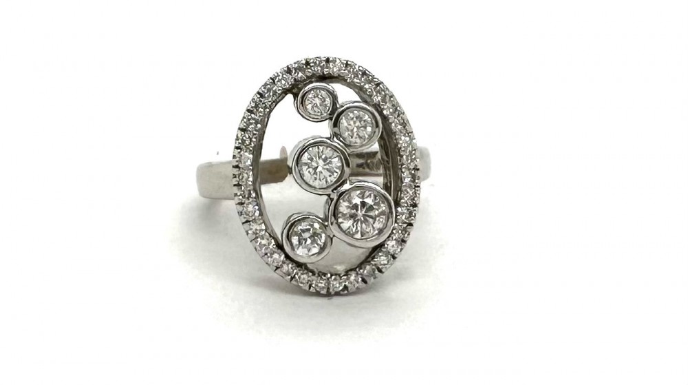 Estate 14KWG Oval Diamond Fashion Ring