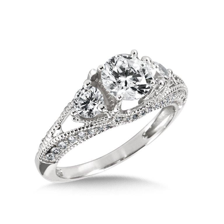 Elegant Three Stone Diamond  Engagement Ring