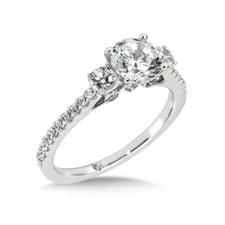 Contemporary Three Stone Diamond Engagement Ring