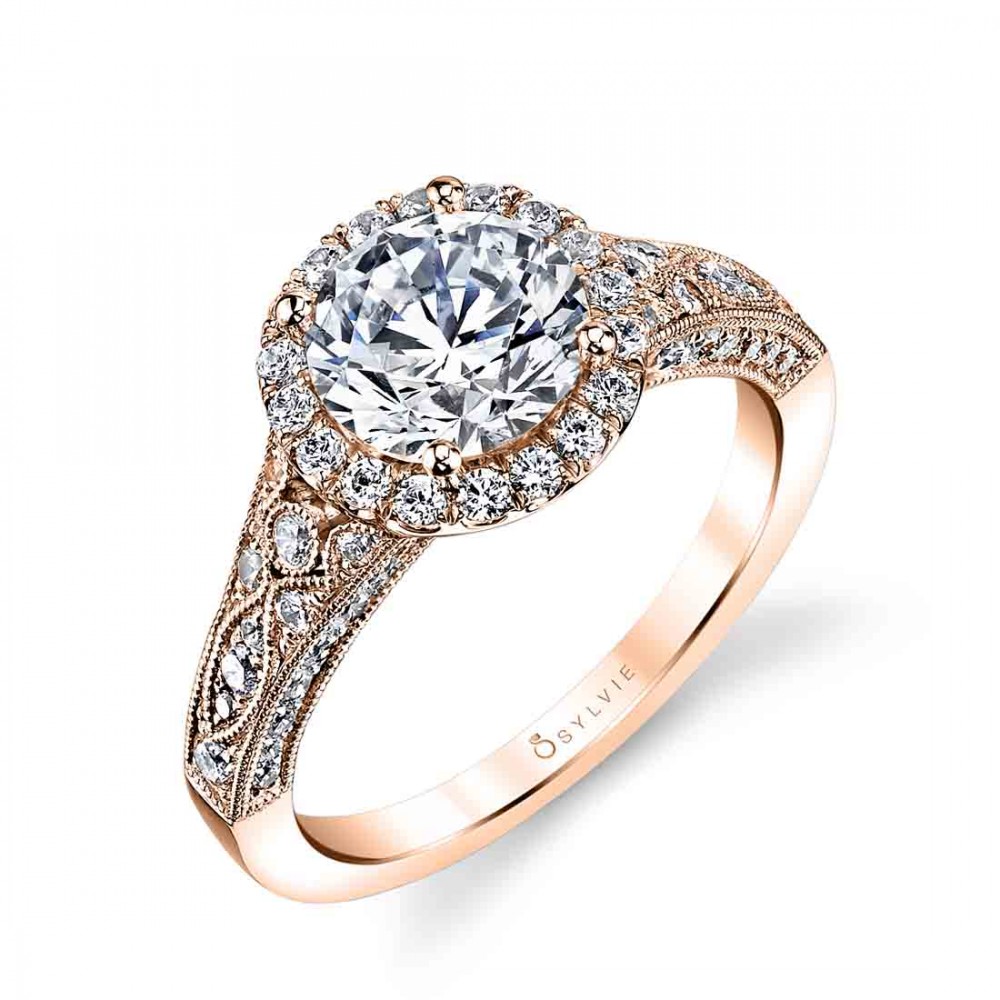 Cheri Vintage Style Halo Diamond Engagement Ring