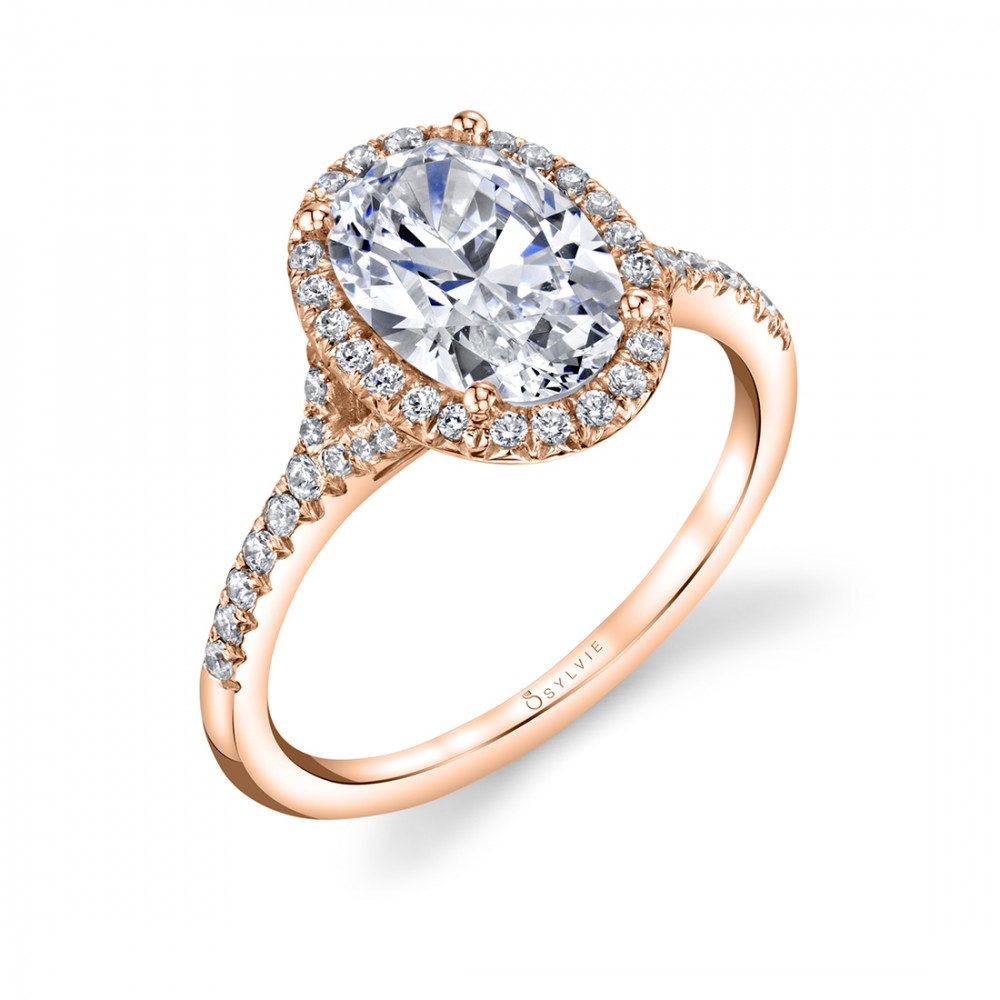 Alexandra Oval Diamond Engagement Ring with Halo