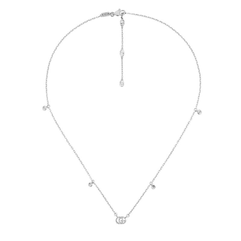 Gucci GG Running Necklace in White Gold with Diamonds