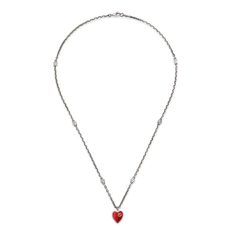 Gucci Heart Necklace with Red Enamel