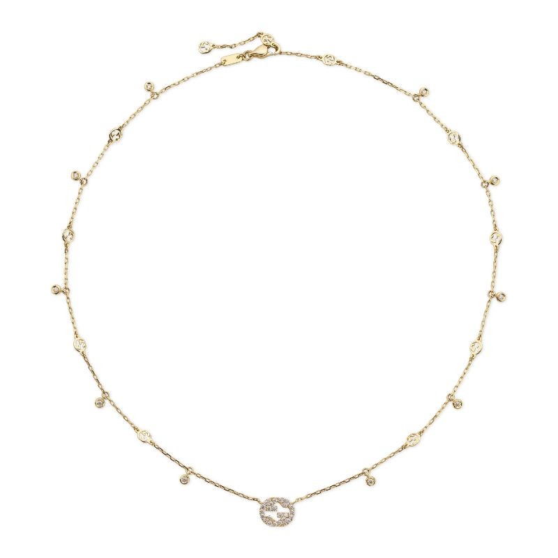 Gucci Interlocking G Necklace in Yellow Gold with Diamonds