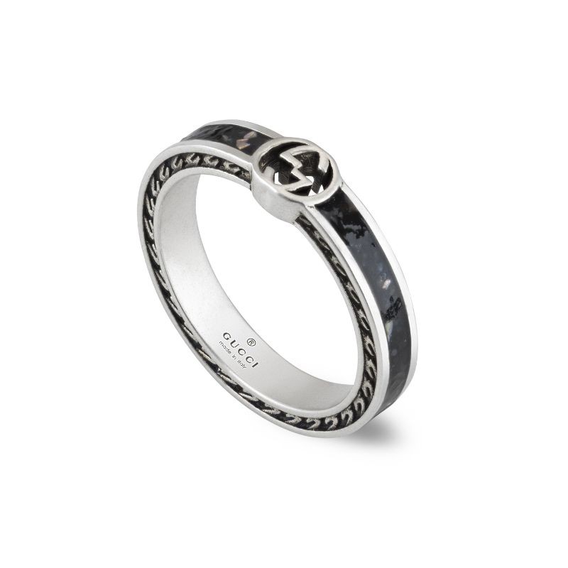 Gucci Interlocking G Black Enamel Ring