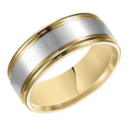 Polenza Gents Two-Tone Gold Brushed Finish Wedding Band