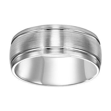 Polenza Gents White Gold Satin Finish Wedding Band