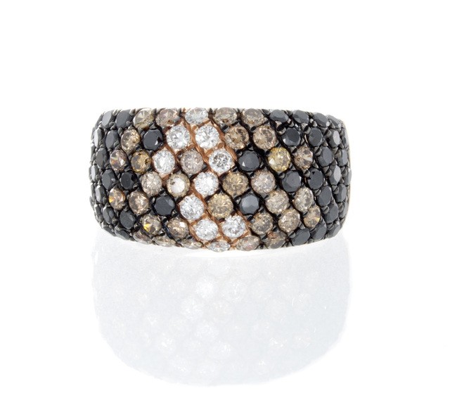 Black, White, and Brown Diamond Ring