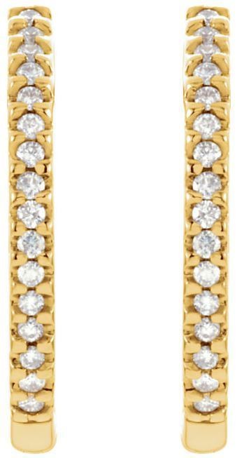 14kt Yellow Gold 1/2 CTW Diamond Hinged Inside/Outside Hoop Earrings