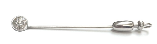 14K White Gold Diamond Stick Pin