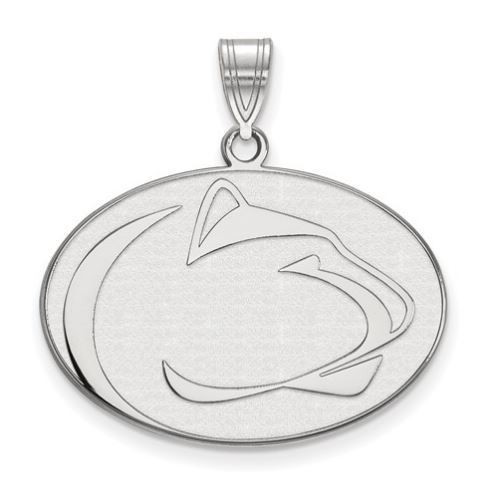 Penn State 10k White Gold Lion Head Pendant Large