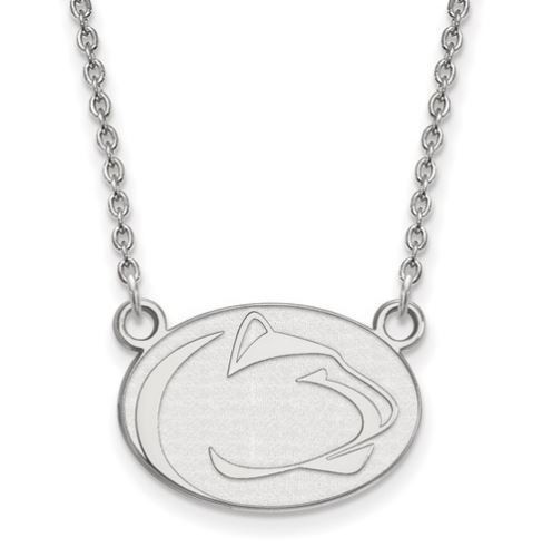 Penn State 10k White Gold Lion Head Necklace