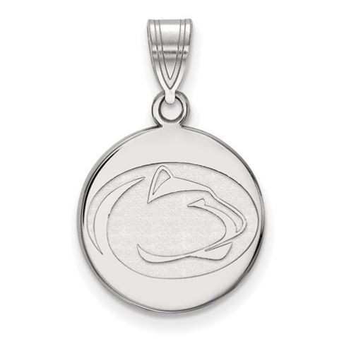 Penn State 10k White Gold Lion Head Disc Pendant Medium