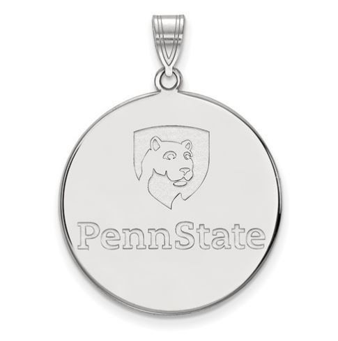 Penn State 10k White Gold Logo Disc Pendant Extra Large