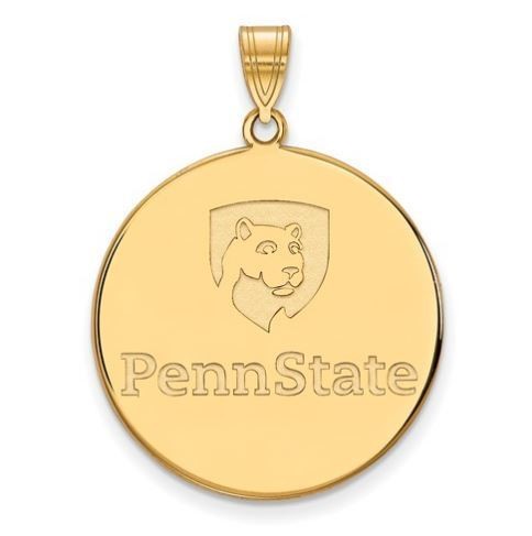 Penn State 10k Yellow Gold Logo Disc Pendant Extra Large