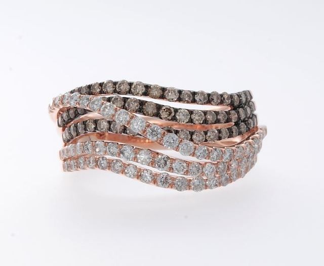 Fashionable Effy Cognac and White Diamond Ring