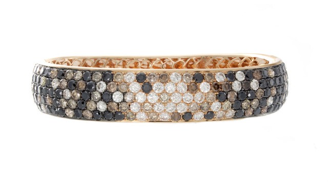 Black, Cognac and White Diamond Bangle