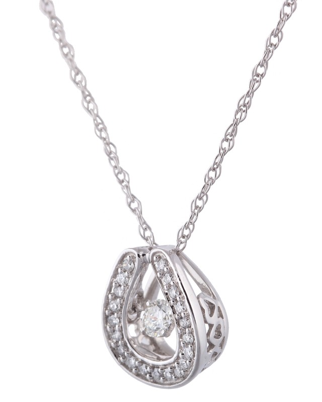 14K White Gold Dancing Diamond Pendant