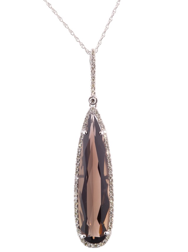 Smokey Quartz and Diamond Pendant