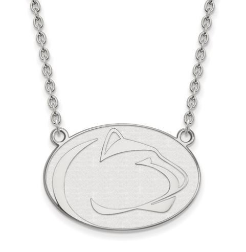 Penn State 14k White Gold Lion Head Necklace Large