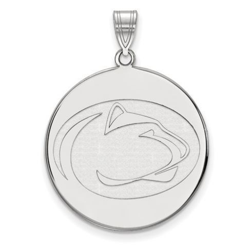 Penn State 14k White Gold Lion Head Disc Charm Extra Large