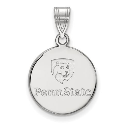 Penn State 14k White Gold Logo Disc Pendant Medium
