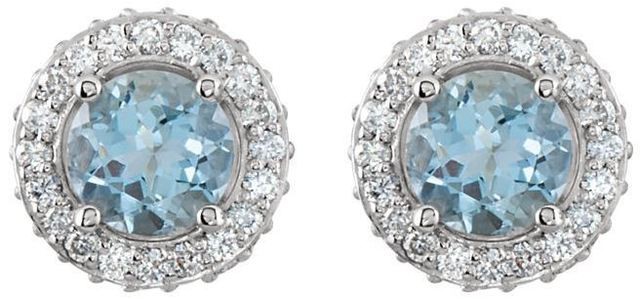 14kt White Gold Aquamarine & 3/8 CTW Diamond Earrings