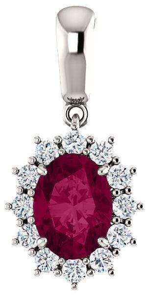 14kt White Gold Oval Pendant Mounting with Garnet