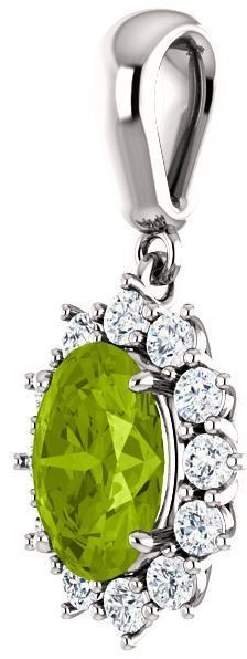 14kt White Gold Oval Pendant Mounting with Peridot