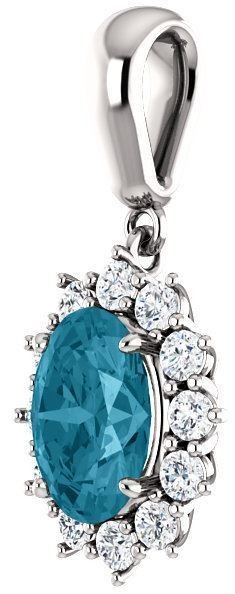 14kt White Gold Oval Pendant Mounting with Blue Topaz