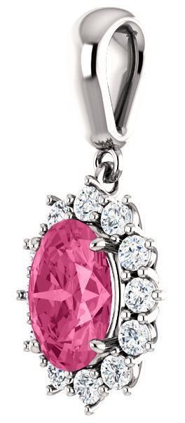 14kt White Gold Oval Pendant Mounting with Pink Tourmaline