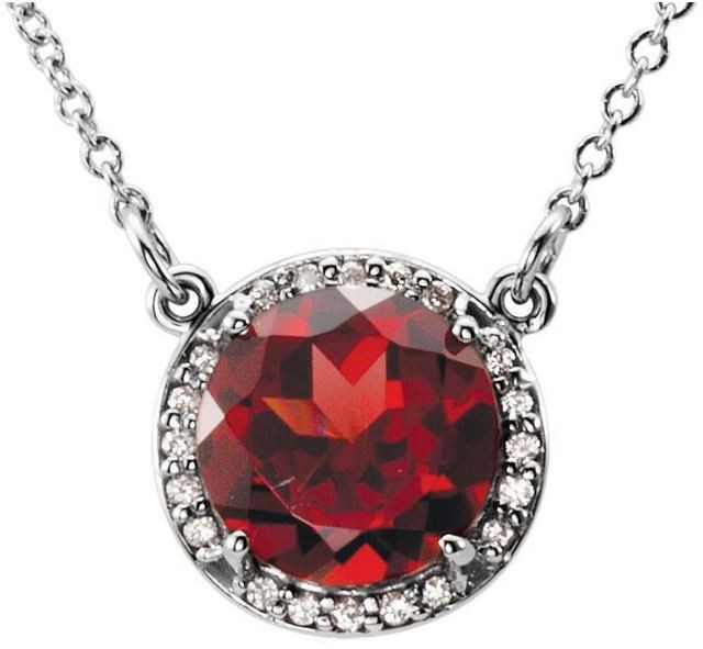 14kt White Gold Mozambique Garnet & .05 CTW Diamond 16