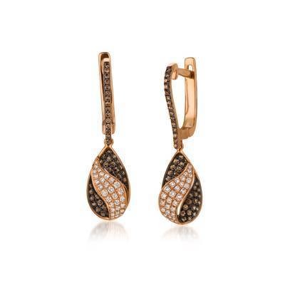 LeVian 14K Strawberry Gold® Earrings with Vanilla Diamonds® 1/4 cttw and Chocolate Diamonds® 3/8 cttw