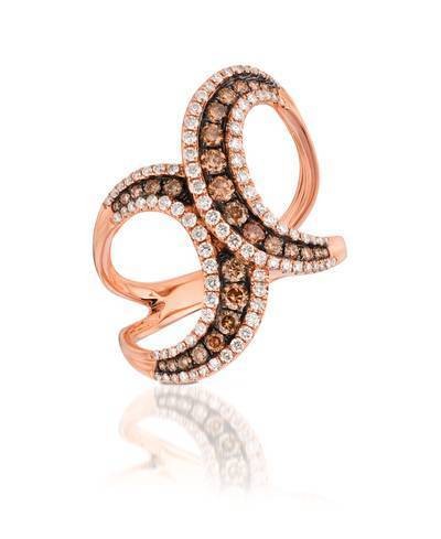LeVian 14K Strawberry Gold&reg; Ring with Chocolate Diamonds&reg; 3/8 cttw and Vanilla Diamonds&reg; 3/8 cttw