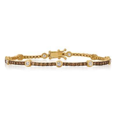 LeVian Chocolate and Vanilla Diamond Bracelet in Honey Gold
