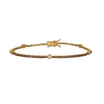 LeVian 1 1/5 ctw Chocolate and Vanilla Diamond Bracelet in Honey Gold