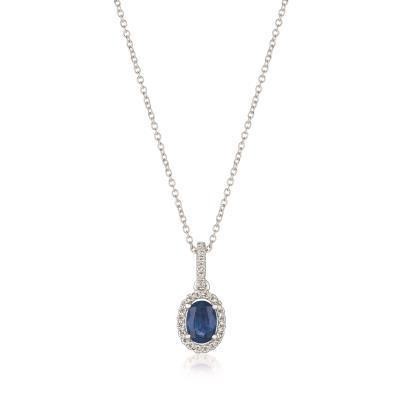 LeVian Blueberry Sapphire Vanilla Gold with Vanilla Diamond Pendant