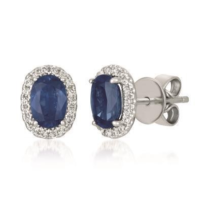 LeVian Blueberry Sapphire Oval Earrings set in Vanilla Gold with Vanilla Diamonds