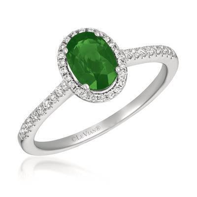 LeVian 14K Vanilla Gold&reg; Costa Smeralda Emeralds 5/8 cts. Ring with Vanilla Diamonds&reg; 1/6 cts