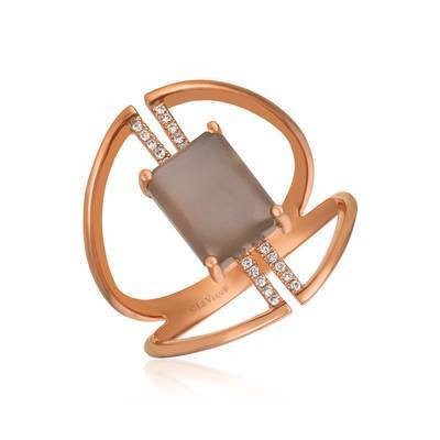 LeVian 14K Strawberry Gold&reg; Moonstone 1 5/8 cts. Ring with Vanilla Diamonds&reg; 1/20 cttw