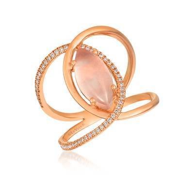 LeVian 14K Strawberry Gold® Pink Orchid Quartz 1 1/2 ct Ring with Vanilla Diamonds® 1/6 cttw