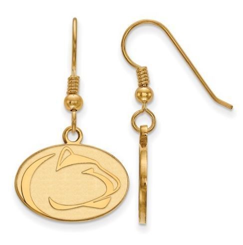 Penn State Gold Plated Sterling Silver Lion Head Dangle Earrings