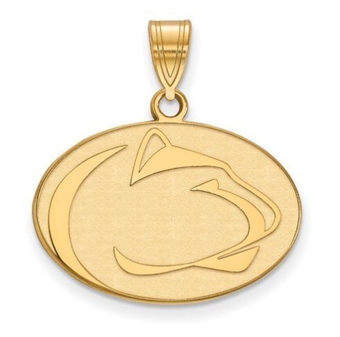 Penn State Gold Plated Sterling Silver Lion Head Medium Pendant