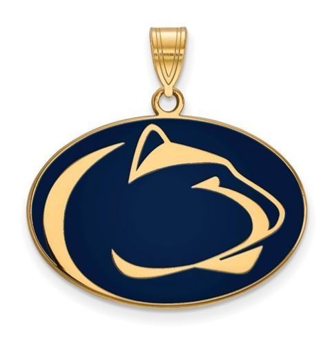 Penn State Gold Plated Sterling Silver Enameled Lion Head Pendant Large