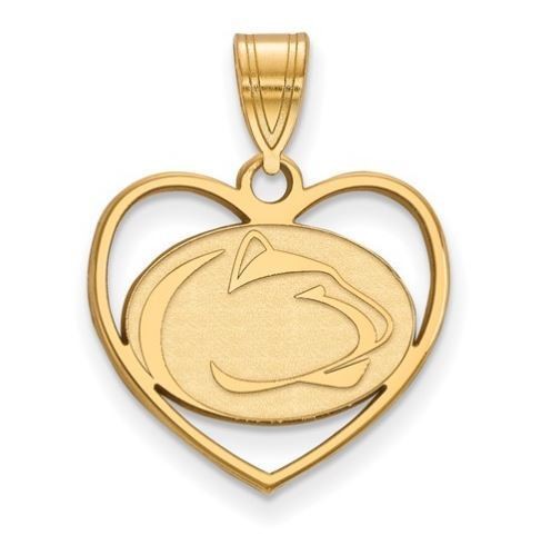 Penn State Gold Plated Sterling Silver Lion Head Heart Pendant